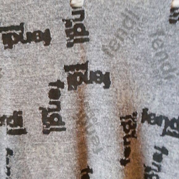 HOST PICK 🥳 RARE FENDI 90's/Y2K VINTAGE GREY SHEER LOGO LONG SLEEVE TOP SIZE 42 - Picture 4 of 4